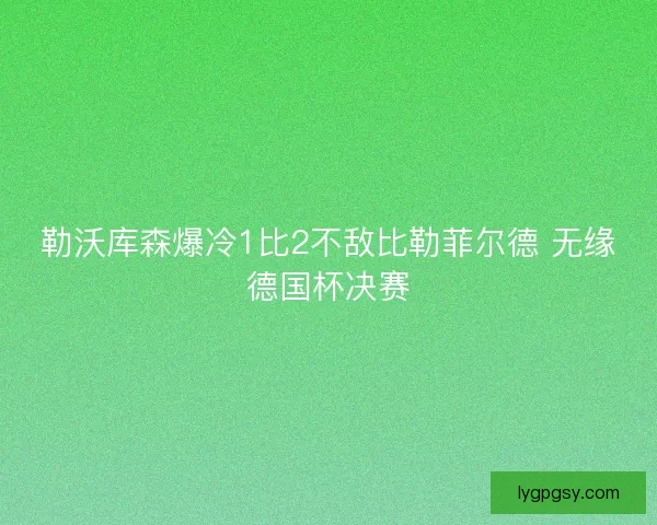 勒沃库森爆冷1比2不敌比勒菲尔德 无缘德国杯决赛