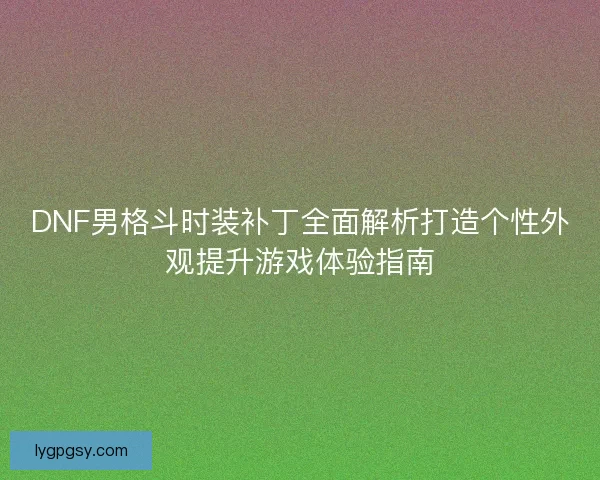 DNF男格斗时装补丁全面解析打造个性外观提升游戏体验指南